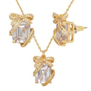 KATE SPADE  Pave Gift Stud Earrings & Pendant Necklace Set
